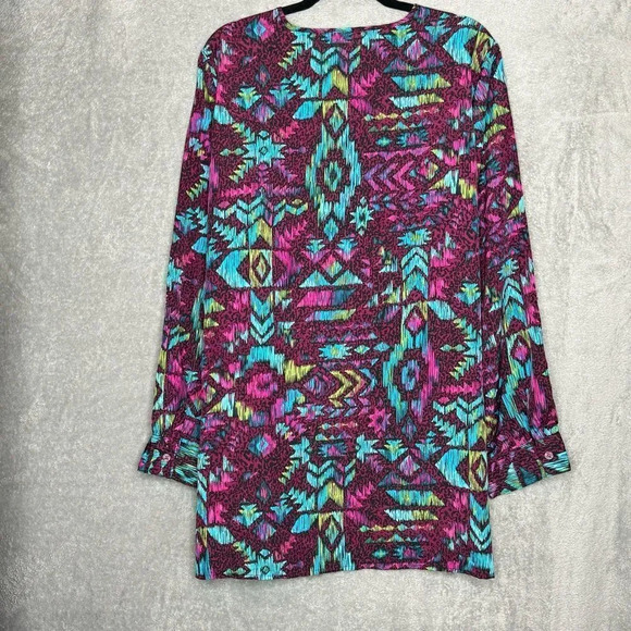 Bonnie & Norma XL Shirt Top Purple Boho V Neck Tab Long Sleeve Casual Womens - Picture 5 of 7